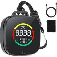 Portable Carbon Monoxide Detectors, 3-in-1 CO Detector Travel Size with Temp/Humidity, Custom Alarm Thresholds