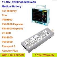 11.1V 5200mAh/6800mAh Medical Battery for Mindray PM7000 DPM3 DPM4 DPM5 VS-800 PM-8000 PM-9000 PM8000 PM9000 VS800 iPM9800