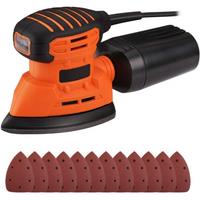 DOVAMAN 130W Detail Sander, 12000 RPM Palm Sander, 12 Sandpapers Included, Efficient Dust Collection System
