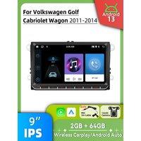 Car Radio 9" Stereo 2Din Android Multimedia Screen for VW Volkswagen Golf Cabriolet Wagon 2011-2014 Head Unit Wireless Carplay