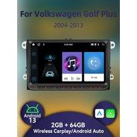 Head Unit GPS Navigation Carplay Android Car Multimedia 2+64G 2 Din Radio for VW Volkswagen Golf Plus 2004-2013 9" Screen Stereo