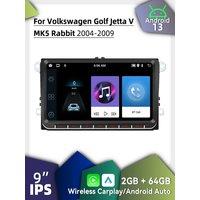 Carplay Car Multimedia Android Radio for VW Volkswagen Golf Jetta 5 V MK5 Rabbit 2004-2009 9" Screen Stereo 2Din Head Unit GPS