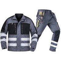Reflective Strip Work Clothes Suit Wear-resistant Auto Repair Machine Repair Dirt-resistant Ash Outdoor Safety Work Protection C