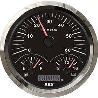 KUS 3 In 1 Gauges 110mm 0-6000RPM Tachometers Auto Volt Meters 8-16v Show Marine Fuel Level Gauges 0-190ohm Input Signal