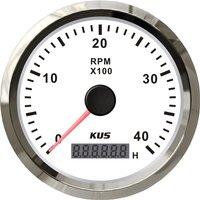 KUS Cars Marine Waterproof Tachometers 0-4000RPM Revolution Meters 85mm Black Tach Rev Counters with Yellow or Red Backlight