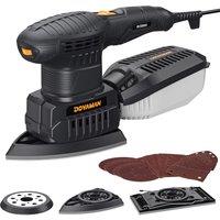 DOVAMAN 3-in-1 Multi Sander, 200W Electric Sander Tool with 6 Speed Settings, 15 Sandpapers, Low Vibration & Dust Collection
