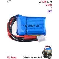 7.4v lithium battery For Orlando Hunter 1:35 RC remote control climbing car 2s 250mah 25C micro mosquito car batteries