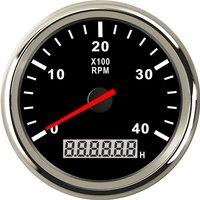 Cars 0-4000RPM Blue Backlight Tachometers 85mm Marine Diesel Engine Revolution Meters 316L Bezel Speed Ratio with Lcd Hourmeters