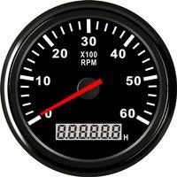 85mm Speed Counters 0-6000RPM Tachometers Waterproof Revolution Meters 9-32v with Hourmeters Red Backlight for Car Truck Boat