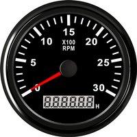 Auto Red Backlight Tachometers 85mm 0-3000RPM Rev Counters Revolution Meters 9-32v for Motorcycle Car Truck Boat Vessel