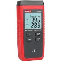 UNI-T UT320A UT320D Digital Thermometer Mini Dual Contact Thermocouple Type K J Temperature Tester For Liquid -50℃ to 1300℃