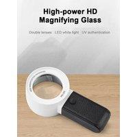 New High Magnification Magnifying Glass with Light HD Handheld Magnifier for Elderly Reading Newspapers and Identification