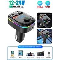 Car FM Transmitter Bluetooth5.0 Handsfree Wireless QC PD Fast Charger Car Kit Dual USB Quick Car Charger Auto Radio FM Modulator