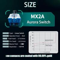 Original Cherry MX2A Aurora Switch Silent Linear 5pins POM 45gf For Mechanical Gaming Keyboard Mute MX Switches PC Factory Lubed