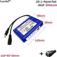 12V polymer lithium battery 5000mAh small volume For light strip audio monitoring xenon lamp color light battery