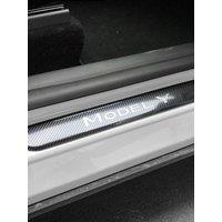 For Tesla2021-23Model3 Car Threshold Protector Strips Stainless Steel Front Rear Door Welcome Pedal Anti Scratch Carbon pattern