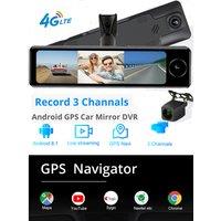 3 Cameras 10.8 Car Rearview Mirror DVR Dash Cam 4G WIFI ADAS GPS Navigation Android 8.1 Full HD 1080P Dash Cam Video Recorder