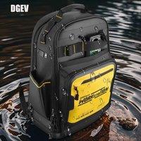 DGEV Tool Bag Men's Shoulder Backpack Multifunctional Maintenance Canvas Suitcase Electrician Tool Organizer Durable Portable