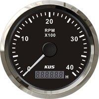 KUS 0-4000RPM 12v/24v Show Tachometers Modification 85mm Lcd Revolution Meters Yellow or Red Backlight for Boat Auto Bus Vessel