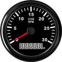 Auto 0-3000RPM Tachometers Gauges Marine 85mm Waterproof Lcd Rev Counters with Blue Backlight and Hourmeters for Cars Ship Truck