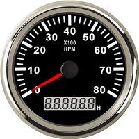 85mm Tachometers Gauges 0-8000RPM Show with Blue Backlight Lcd Rev Counters Hour Meters 9-32vdc for Auto Boat Truck Motor Home