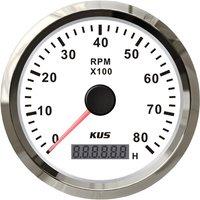 KUS 85mm Tachometers Gauges Red or Yellow Backlight Revolution Meters 0-8000RPM Devices 12v/24v for Boat Auto Truck Rv