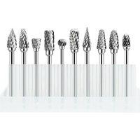 10pcs Tungsten Carbide Double Cut Rotary End Mills 1/8 Inch Shank for Dremel Rotary Tools DIY Woodworking Carving Metal Polishin