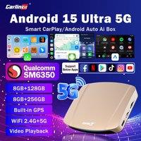 Android 15 Ultra WiFi6 CarPlay Ai Box CarlinKit SM6350 8-Core Wireless CarPlay Android Auto Support YouTube/SD/SIM Card 8G+256GB