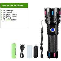 Strong Light LED Flashlight High Power Rechargeable Torch Light Zoomable Lamp With Fluorescent Light Outdoor Camping Hiking Lamp