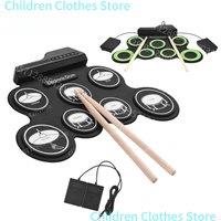 2025 New Folding Silicone Hand Roll USB Electronic Drum Portable Practice Drums Pad Kit With Drumsticks Sustain Pedal