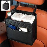 Multi-functional Car Storage Organizer, Car Seat Storage Bag Leather Storage Bag Garbage Bag Storage Bag Portable Trash Can For