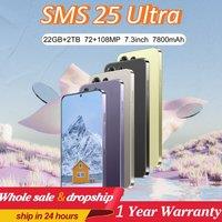 Hot New Cellphones SMS 25 Ultra Original Global Version 7.3 Smartphone 5G Dual Sim Cell Phone 7800mAh Android 14 Mobile Phones