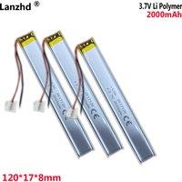 3.7V Li polymer rechargeable battery For Sensing cabinet light point reading pen LED light long battery 8017120 2000mAh