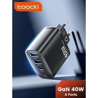 Toocki GaN 40W MAX Fast Charging PD Fast Charging For iPhone 16 15 14 USB C+USB A Fast Charger Quick Charge For iPad Samsung S21