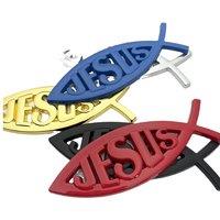 3D Metal Jesus Fish Car Stickers Decal Metal Emblem Badge Stickers for Car Trunk Motorbikes Fender Rear Bumper Christian Badge
