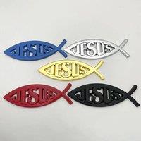 3D Metal Emblem Badge Stickers Decal Jesus Fish Stickers Applicable For Car Trunk Fender and Rear Bumper Christian Badge