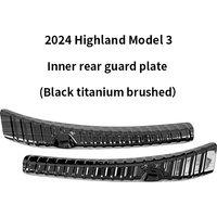 For Tesla 2024-2025Model 3 Highland 2Pcs Stainless Steel Trunk Inner Guard Car Inner Rear Bumper Guard Plate Cover Trim Black