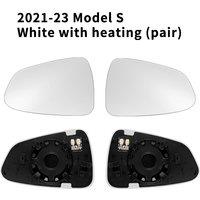 1Pair 800R Wide-Angle Large Vision Rearview Mirror Heating Replacemen Anti azzle Reversing For Tesla Model S Reverse lens-white