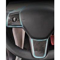 Steering Wheel Patch for Tesla2025Model3 Y Highland Real 100%Carbon Fiber Bright Steering Wheel U-shaped Steering wheel sticker
