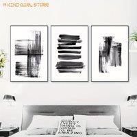 3pcs/set Frameless Abstract Brush Strokes Black And White Ink Canvas Printing Paintings Posters Wall Art Pictures For Living Roo