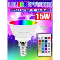 15W RGB LED Bulb E27 Ceiling Lamp 220V GU10 Spotlights E14 Chandelier Light Bulbs MR16 110V For Home Party Atmosphere Decoration