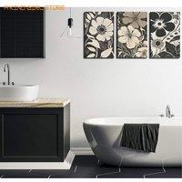 3pcs Framed Canvas Framed Abstract Flowers Plant Canvas Wall Art Bohemian Neutral Floral Wall Decor Pictures Trendy Black Beige