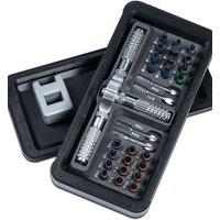 VMAN 30-in-1 Manual Ratchet Precision Screwdriver Set Gray - Black Version with Magnetic Bits Labor - Saving Design Mans Gift