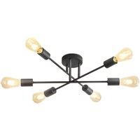 Vintage Ceiling Light,Modern Semi Flush Mount Ceiling Lamp with 6-heads E27 Sockets for Living Room(Bulb not included)