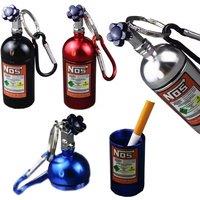 10cm Outdoor NOS Bottle Style Key Chain Car Ashtray Metal Car Ashtray High Quality Aluminium Keychain Bag Pendant