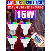 15W RGBW LED Light Bulb E27/E26 Colorful Spotlight GU10 Ceiling Lamp E14 IR Remote Control Dimmable MR16 For Home Party Decorate