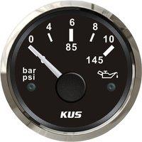 KUS Cars 0-145Psi Oil Pressure Gauges 52mm 0-10Bar Show Oil Pressure Meters 10-184ohm Input Signal Red / Yellow Backlight 12v/24