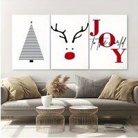 3pcs Framed Canvas Christmas Wall Art Winter Scenery Pictures Festive Decorations Printed on Canvas Framed Easy to Hanging for L