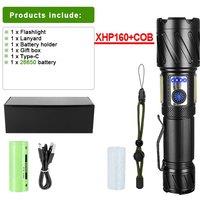 High Power Tactical Torch USB RechargeableLEDPowerful Flashlight with Magnet Tail Metal Clip for Outdoor Sports Camping Lantern