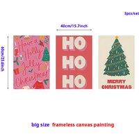 3pcs Frameless Christmas Posters Set, Rustic Holiday Tree & Festive Quotes Canvas Prints, Ideal Gift for Home, Apartment, Hotel,